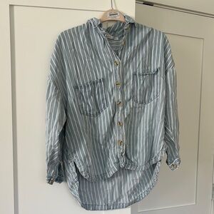 Altar’d state blue and white striped medium top